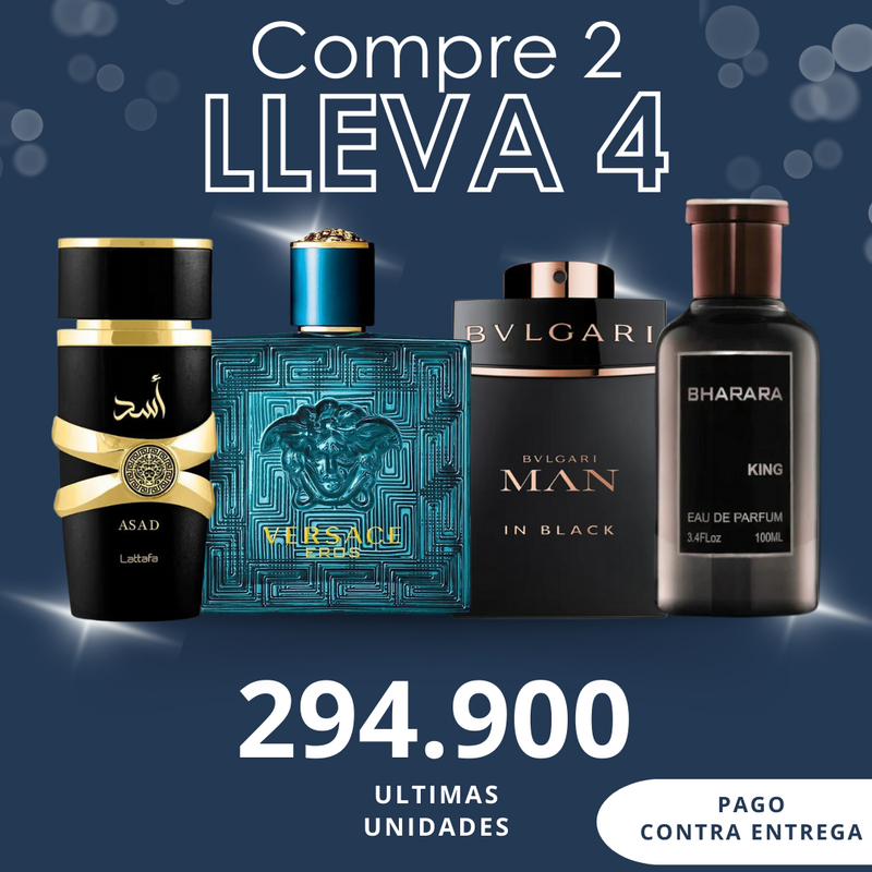 COMBO LUXE 4 PERFUMES (ASAD + BHARARA + VERSACE + BVLGARI)